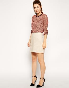 Asos A-line Linen Mini Skirt - Stone