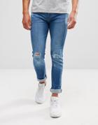 Another Influence Distressed Mid Wash Jeans - Blue