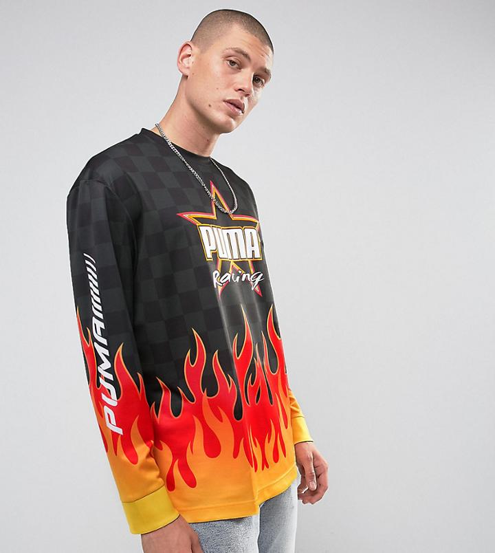 Puma Long Sleeve Top With Flame Print Exclusive To Asos 57659701 - Black
