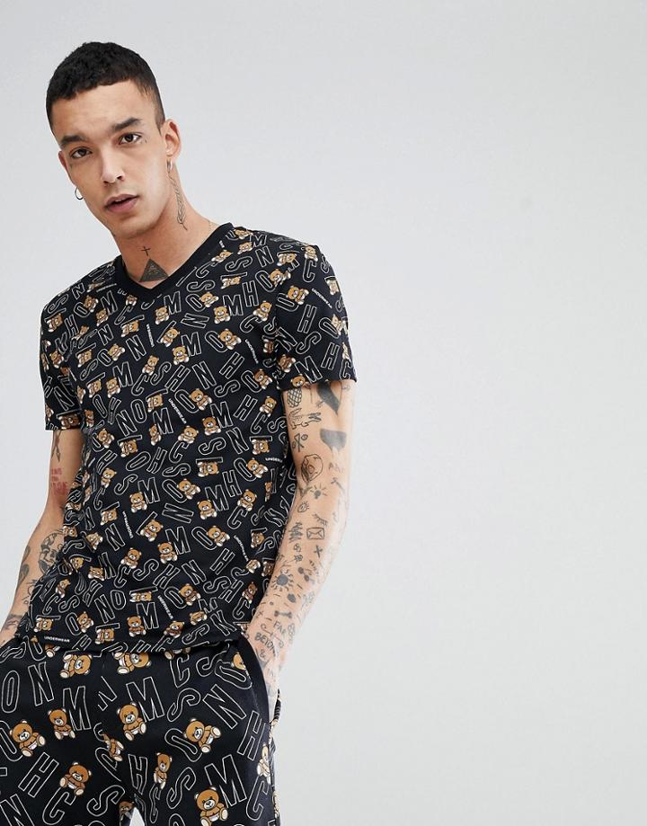 Moschino Lounge Allover Bear T-shirt - Black