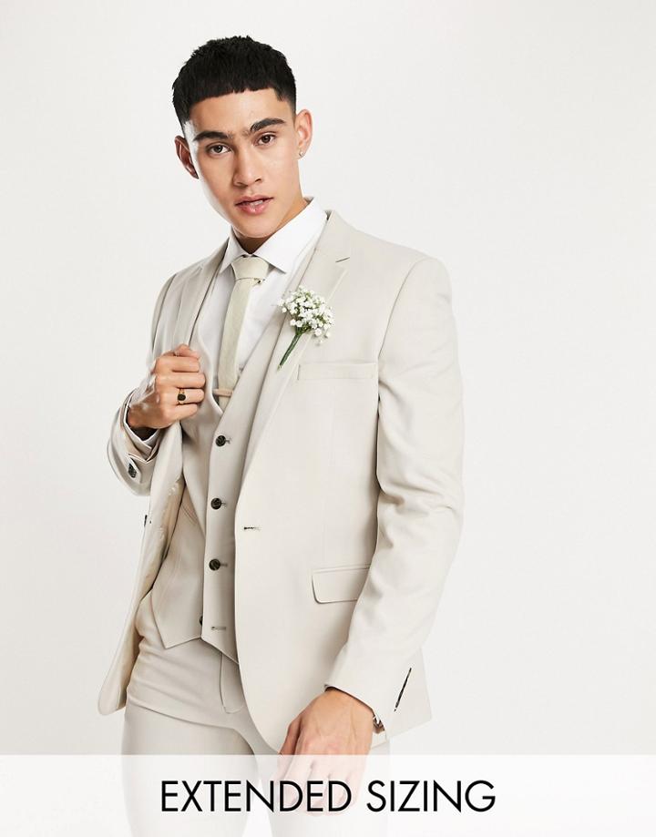 Asos Design Super Skinny Suit Jacket In Stone-neutral