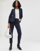 Vero Moda Grid Check Pants - Navy