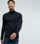 Asos Tall Roll Neck T-shirt In Black - Black