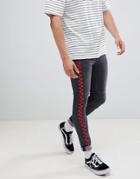 Asos Design Extreme Super Skinny Jeans In Washed Black With Prints - Black