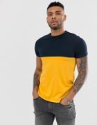 Asos Design T-shirt With Contrast Yoke In Yellow - Yellow