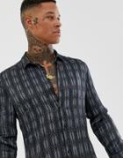 River Island Shirt With Regal Stripe In Blue - Red
