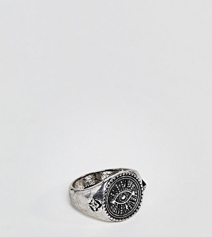 Reclaimed Vintage Inspired Eye Signet Ring In Silver Exclusive To Asos
