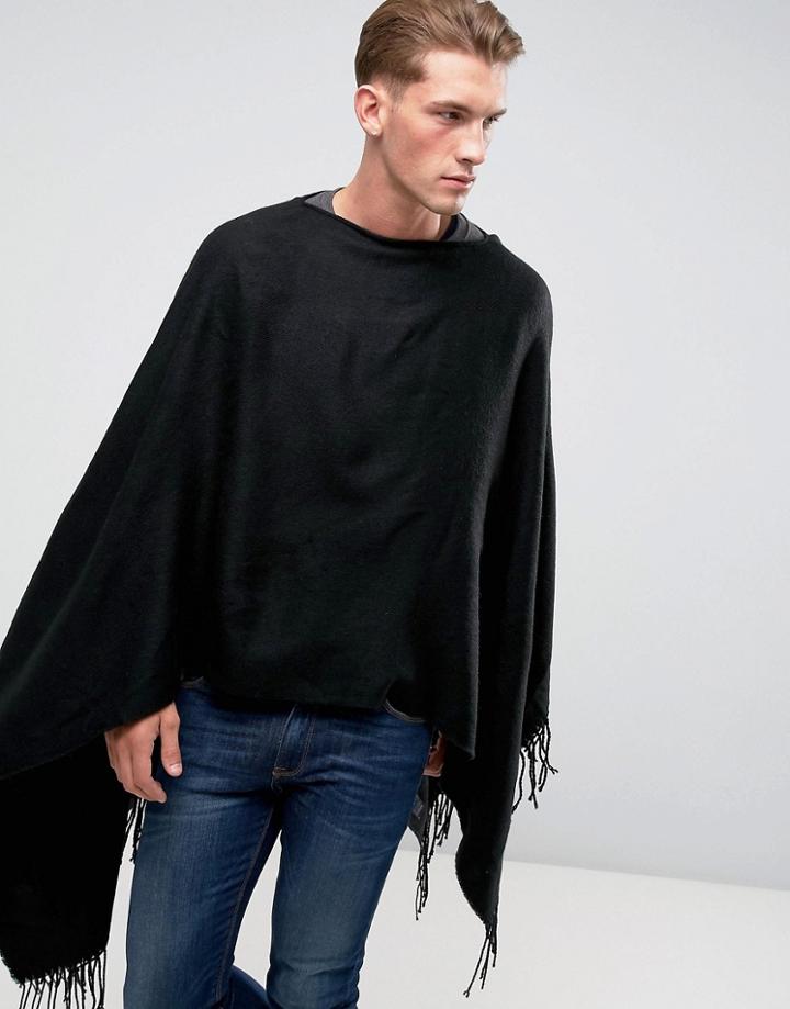 Asos Poncho In Black - Black