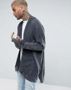 New Look Cardigan With Rip Detail In Washed Stone - Gray