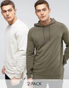 Asos Sweatshirt With Side Zips And Hoodie Multipack Save - Multi