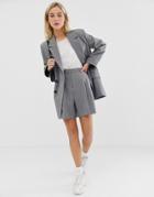 Asos Design Mom Suit Short In Gray Pinstripe - Multi