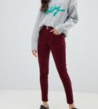 Miss Selfridge Skinny Cord Pants In Burgundy - Red