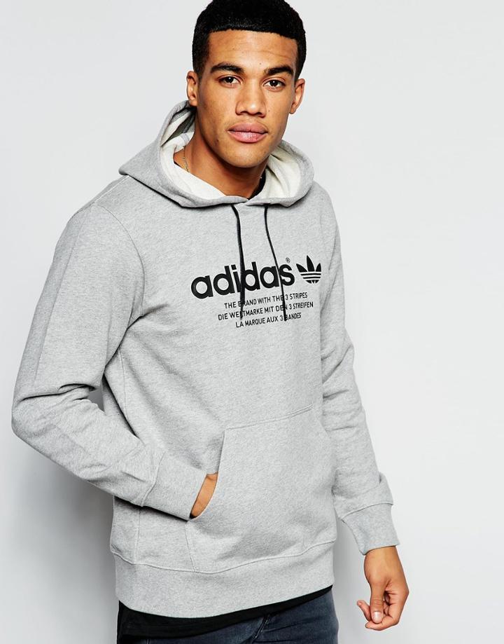 Adidas Originals Hoodie With Chest Logo Aj7249 - Gray