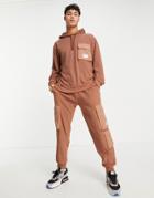 Topman Oversized Lounge Cargo Hoodie In Brown - Part Of A Set