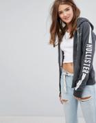 Hollister Zip Thru Hoodie With Logo - Gray