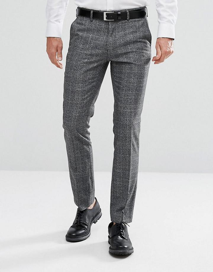 Moss London Skinny Smart Pant In Check - Gray