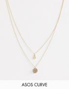 Asos Design Curve Chakra Multirow Necklace - Gold