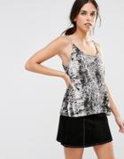 Daisy Street Cami In Snake Print With Cross Back - Multi