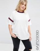 Asos Curve T-shirt With Sparkly Stripe - Cream