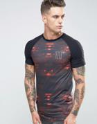 11 Degrees Raglan T-shirt With Blur Print - Black