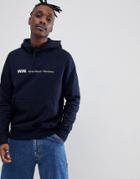 Wood Wood Raffi Hoodie With Logo In Navy - Navy