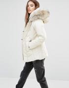 G-star Alaska Padded Coat With Faux Fur Hood - White