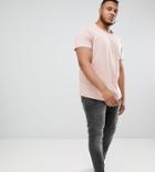 Jack & Jones Essentials Plus Size Longline T-shirt With Raw Neck - Pink