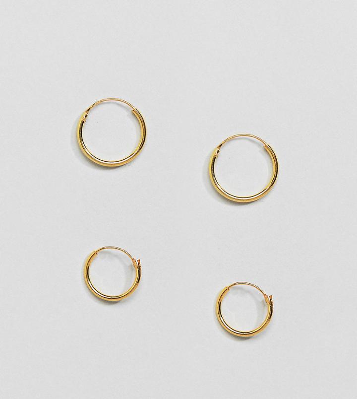Kingsley Ryan Exclusive Gold Plated Mini Hoop Earrings Set - Gold