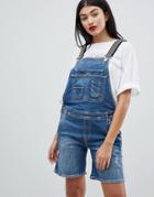 Pepe Jeans Overall Shortall With Stripe Straps - Blue
