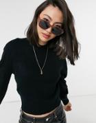 & Other Stories Round Neck Balloon Sleeve Sweater In Black