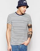 Deus Ex Machina T-shirt With Indigo Wash Stripe - White