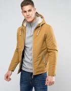 Brave Soul Hooded Jacket With Toggles - Tan