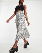 Topshop Ruffle Midi Skirt In Zebra Print-multi
