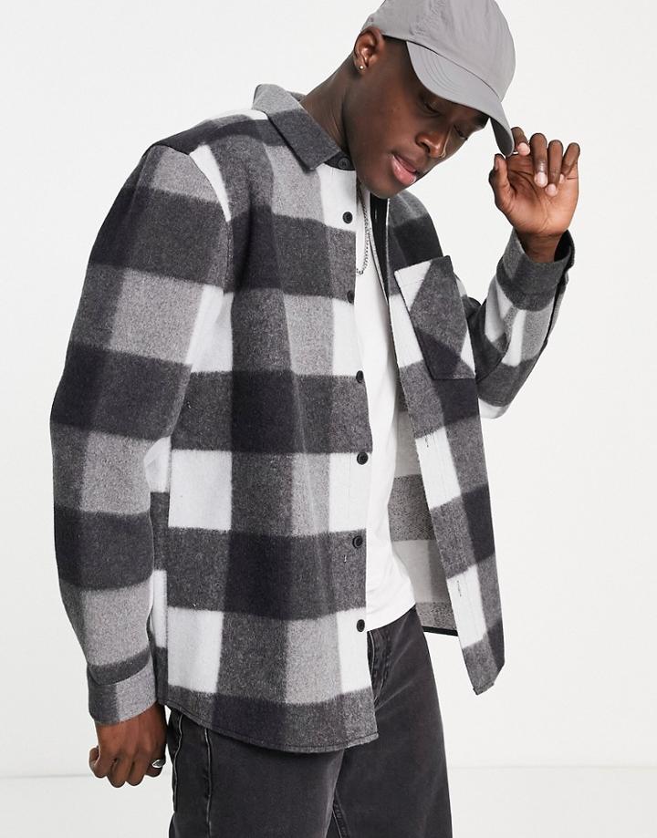 Topman Buffalo Check Shirt In Black
