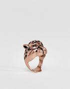 Asos Design Cheetah Ring In Burnished Rose Gold - Pink