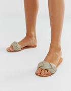Asos Design Farlow Plaited Flat Sandals In Natural-beige