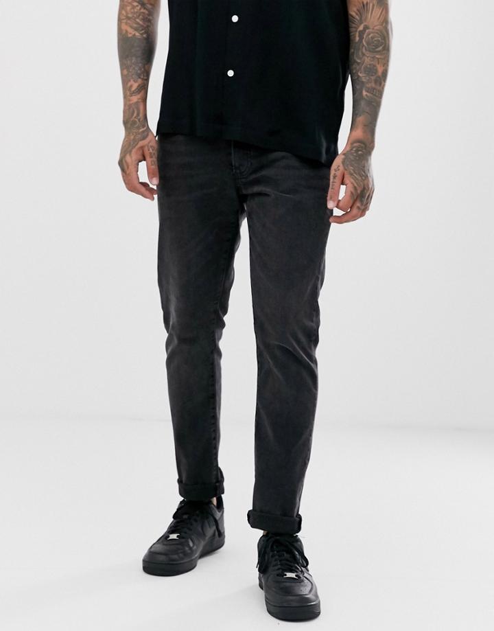 Topman Slim Jeans In Washed Black