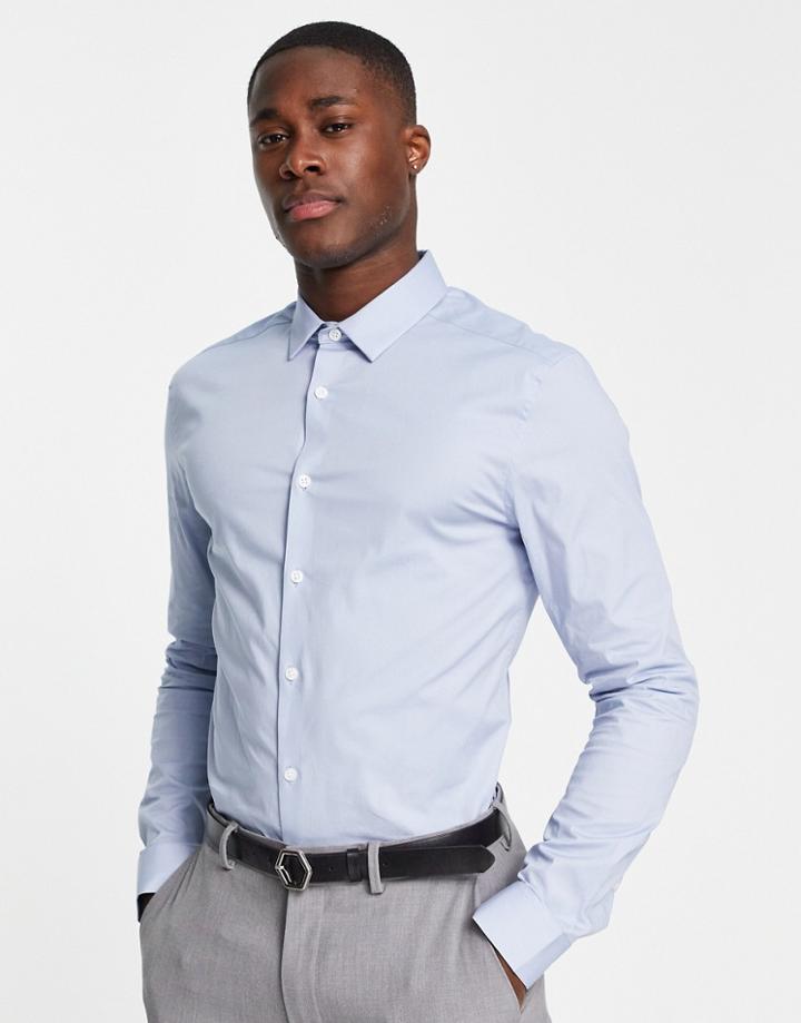 Asos Design Skinny Fit Shirt In Pale Blue