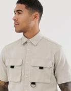 Jack & Jones Core Utility Pocket Short Sleeve Shirt In Stone - Stone