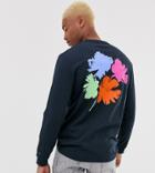 Asos White Tall Loose Fit Heavyweight Long Sleeve T-shirt With Graphic Print-navy