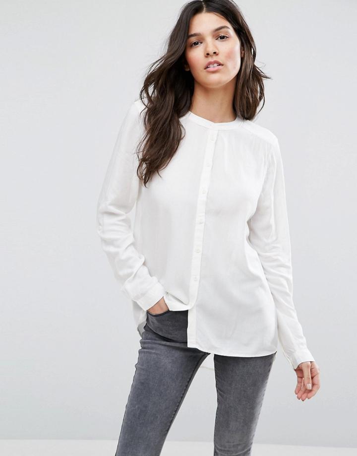 Only New Fallow Monk Collar Shirt - White