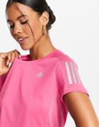 Adidas Running T-shirt With 3-stripes In Pink