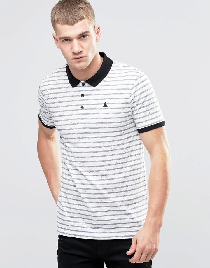 Asos Textured Stripe Polo With Logo In Off White - Off White