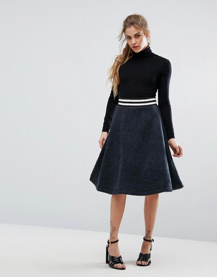 Ganni Boyle Jersey A Line Sporty Skirt - Navy