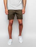 Asos Slim Chino Shorts In Forest Green - Forest Night