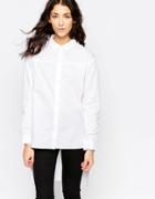 Influence Dipped Hem Long Sleeve Shirt - White