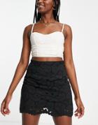 Topshop Cotton Lace Mini Skirt In Black