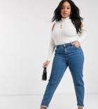 Vero Moda Curve Mom Jean In Medium Blue-blues