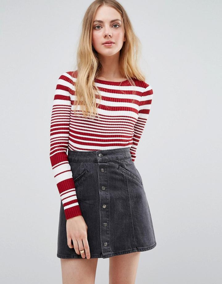 Qed London Stripe Sweater - Red
