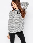 Only Tessa High Neck Tie Detail Blouse - Cloud Dancer